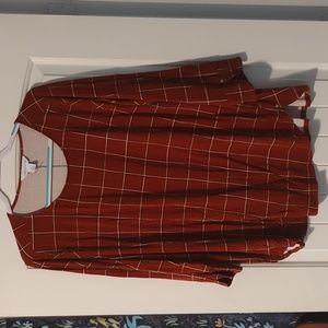 Liz Claiborne Rust Plaid Detailed Tunic 2X